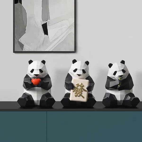 WPDTOM000001-0005-01 Geometric Panda Desk Decor Ornament, Home Decoration