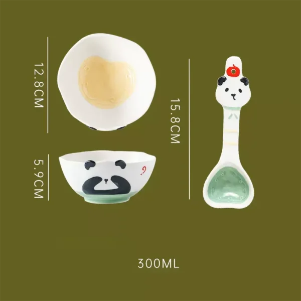 WPHHTW000198 3D Relief Hand-Painted Cute Panda Ceramic Bowl for Home Use