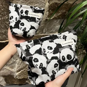 WPBGHB000207-208-00 Panda Art Style Canvas Portable Handbag