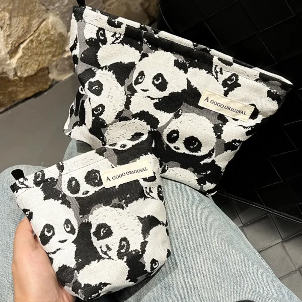 WPBGHB000207-208-02 Panda Art Style Canvas Portable Handbag