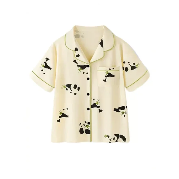 WPCTPM000198-0201-02 Cute Lazy Panda Print Women Pajama Set for Home Wear