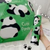 WPLSUB000257-0258-03 Green Panda-Themed Automatic Umbrella for Sun and Rain