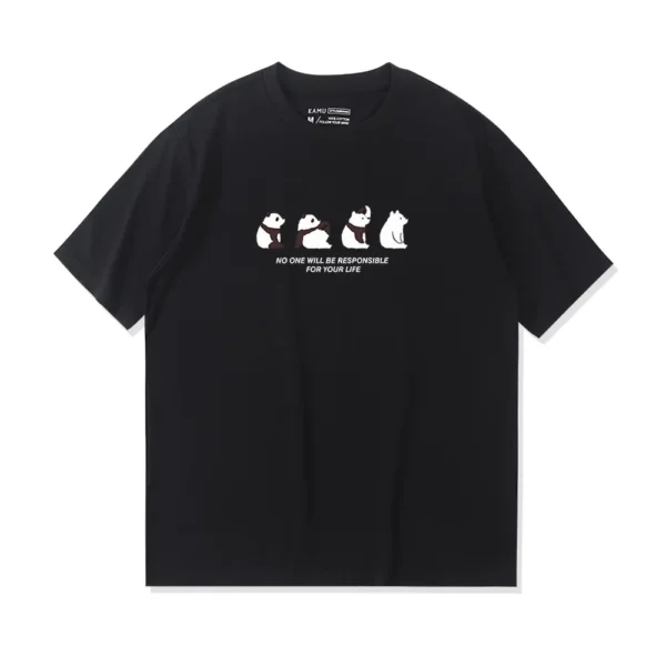 WPCTTS000462 Trendy Lazy Panda Men's T-Shirt Black
