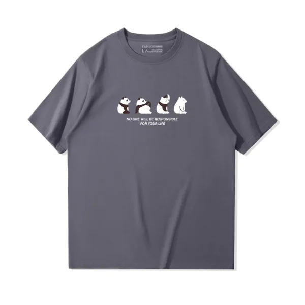 WPCTTS000474 Trendy Lazy Panda Men's T-Shirt Grey