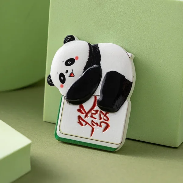 WPDCFM000006 Cartoon Panda and Mahjong 3D Fridge Magnet