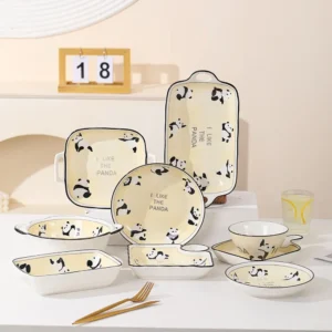 WPHHTW000175-0182-01 Cartoon Panda Tableware Plates Bowls