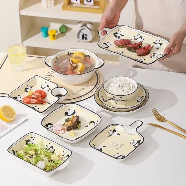 WPHHTW000175-0182-03 Cartoon Panda Tableware Plates Bowls