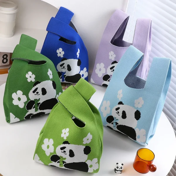 Cute Panda Small Woven Tote Bag