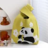 Panda Small Woven Tote Bag Yellow