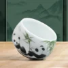 WPLSCPTC0006-03 Chinese Painting Style Panda Jade Porcelain Ceramic Tea Cup