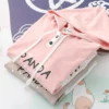 WPCTSS000297-0298-03 Color-Blocked Panda Print Hooded Sweatshirt for Women