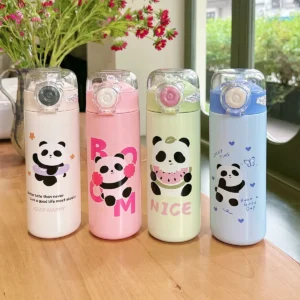 WPLSCPTM0124-0127 Colorful Cartoon Panda Straw Thermos