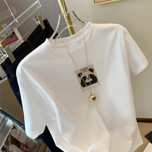 WPCTTS000442 Panda Cotton T-Shirt White