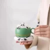 WPLSCPTC0001-03 Creative Panda Ceramic Tea Cup with Water Separation