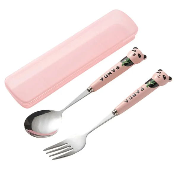 Panda Portable Cutlery Set Pink
