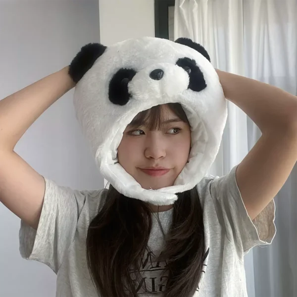 Cute Cartoon Plush Panda Warm Headwrap Hooded Hat