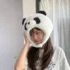 Cute Cartoon Plush Panda Warm Headwrap Hooded Hat