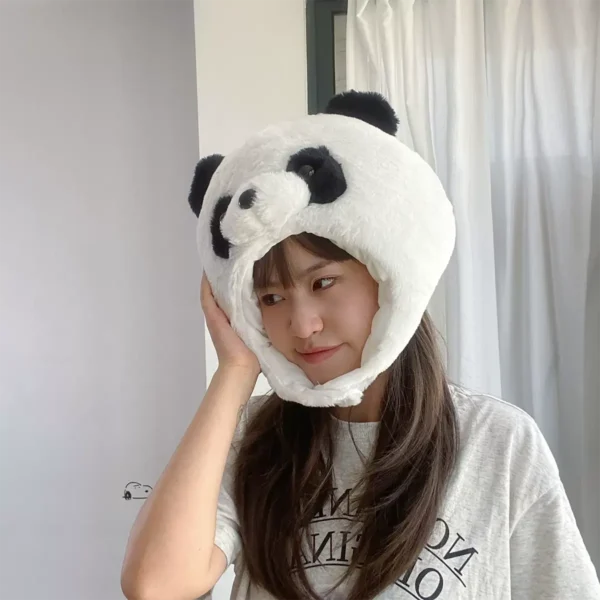 Cute Cartoon Plush Panda Warm Headwrap Hooded Hat