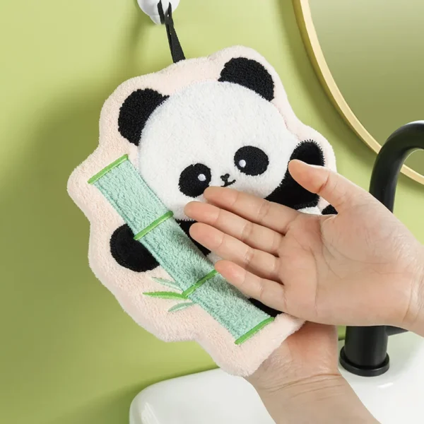 WPCTTW000145-0148-02 Cute Little Panda Thick Absorbent Coral Fleece Hand Towel