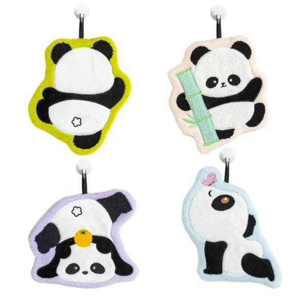 WPCTTW000145-0148-03 Cute Little Panda Thick Absorbent Coral Fleece Hand Towel