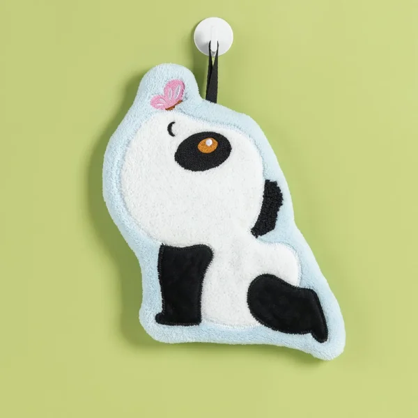 WPCTTW000148 Panda Coral Fleece Hand Towel Blue