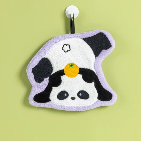 WPCTTW000147 Cute Little Panda Thick Absorbent Coral Fleece Hand Towel