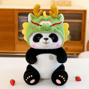 WPDTPT000086-01 Cute Panda With Dragon Plush Toy Doll