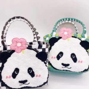 WPBGWB000121-0123-02 Cute Panda Face Woven Handheld Basket