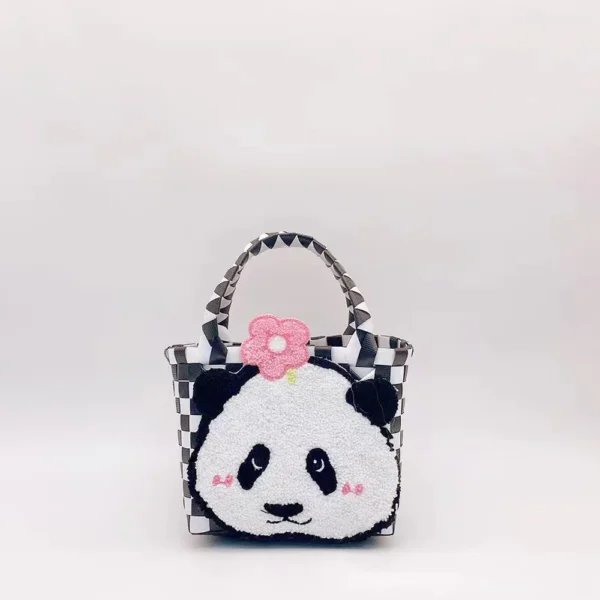 WPBGWB000121 Cute Panda Face Woven Handheld Basket