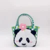 WPBGWB000121-0123-01 Cute Panda Face Woven Handheld Basket