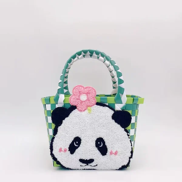 WPBGWB000121-0123-01 Cute Panda Face Woven Handheld Basket
