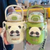 WPLSCPTM0121-0123-02 Cute Panda Large Capacity Portable Straw Thermos Cup for Kids