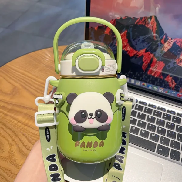 WPLSCPTM0121 Cute Panda Straw Thermos for Kids Green