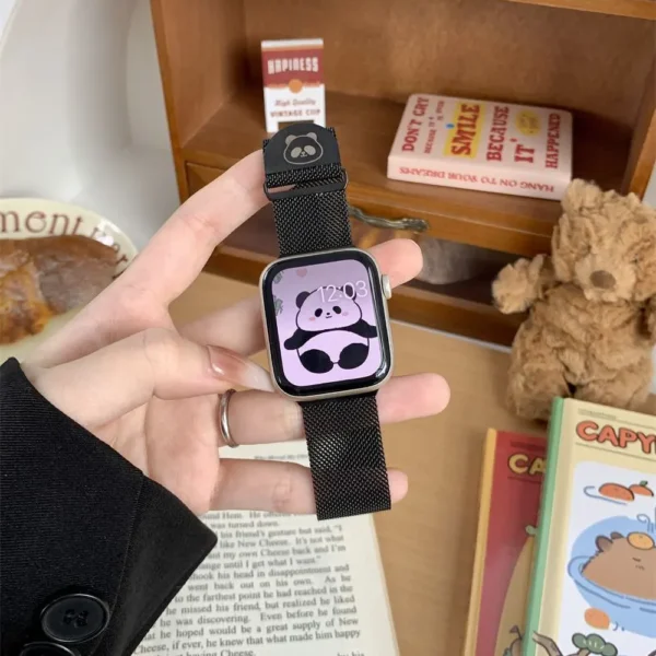 WPASPC001137 Cute Panda Metal Strap Apple Watch Band Accessories