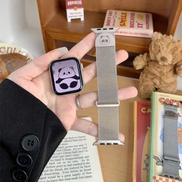 WPASPC001147 Cute Panda Metal Strap Apple Watch Band Accessories