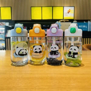 WPLSCPPC0055-0058-01 Cute Panda Transparent Straw Water Bottle