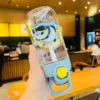 WPLSCPPC0055-0058-03 Cute Panda Pattern Transparent Straw Portable Water Bottle