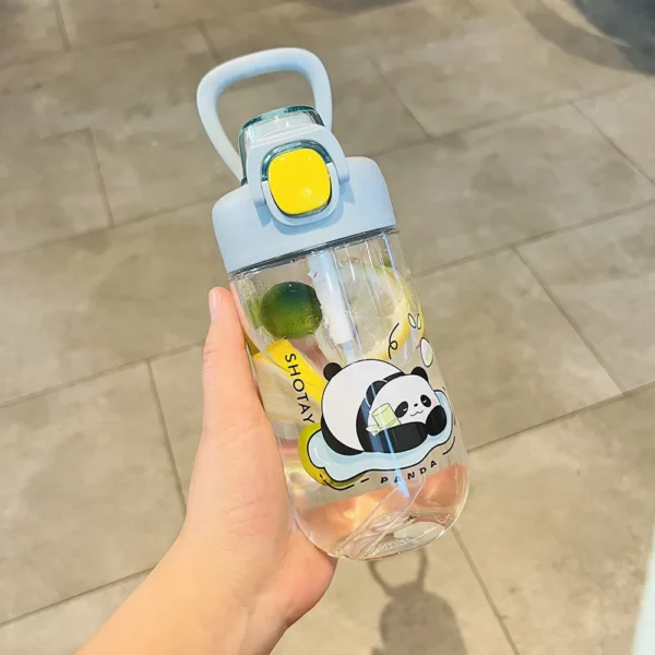 WPLSCPPC0055 Cute Panda Pattern Transparent Straw Portable Water Bottle
