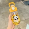 WPLSCPPC0056 Cute Panda Transparent Straw Water Bottle Orange