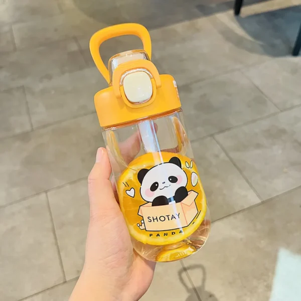 WPLSCPPC0056 Cute Panda Transparent Straw Water Bottle Orange