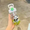 WPLSCPPC0058 Cute Panda Transparent Straw Water Bottle White