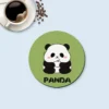 WPLSCS000283 Cute Panda Round Coaster Stain-Resistant, Absorbent, Non-Slip