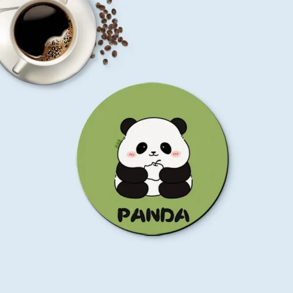 WPLSCS000283 Cute Panda Round Coaster Stain-Resistant, Absorbent, Non-Slip