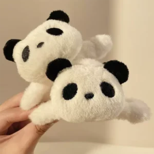 WPDCHA000200-01 Plush Panda Hair Clip Accessory