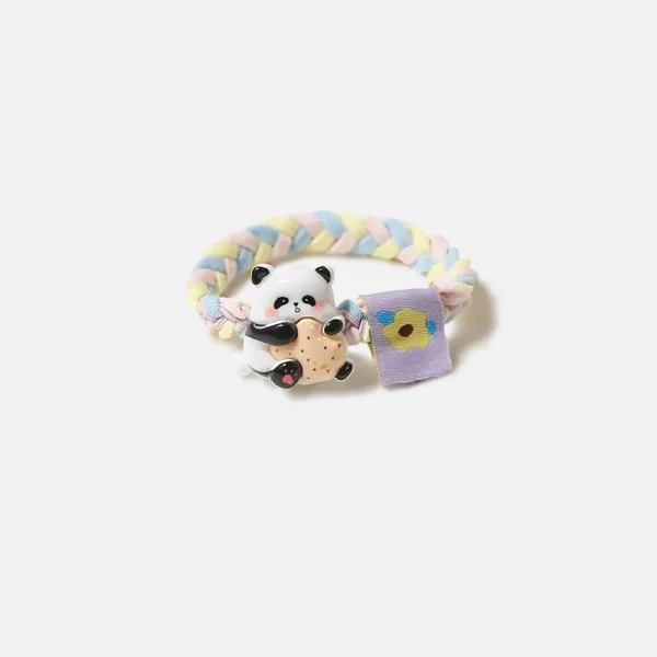 WPDCHA000210 Dopamine Cute Panda Hair Tie Woven High Elasticity Hair Band
