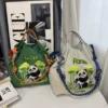 WPBGST000009-02 Ethnic Embroidered Panda Shoulder Tote Bag