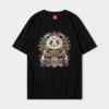WPCTTS000491 Ethnic Embroidered Panda Vintage T-shirt Black