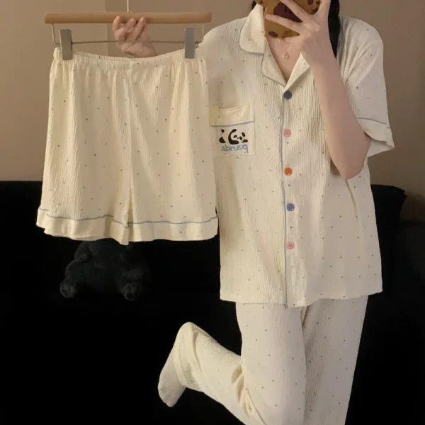 WPCTPM000202-0211-04 Cute Panda Short-Sleeve Pajama Three-Piece Set