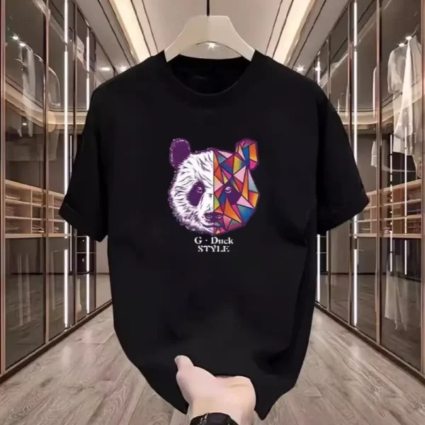 WPCTTS000437 Geometric Panda T-Shirt Black