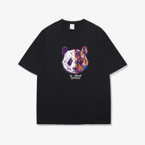 WPCTTS000437-02 Geometric Panda T-Shirt Black